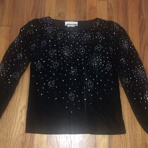 Made in Italy Black velvet sequence holiday blouse
